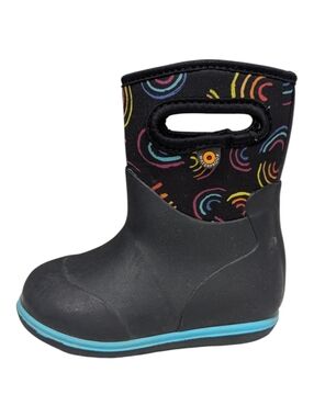 Bogs Baby Toddler Kids Neo Classic Rainboots Black Multi Wild Rainbow Size 6 6C